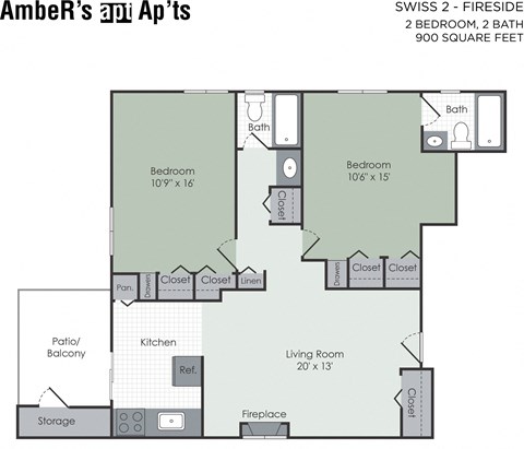 Two bedroom floor plan layout